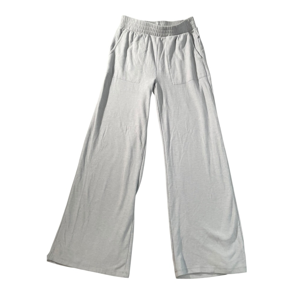 BALANCE COLLECTION Wide Leg Lounge Pants Light Gray Elastic Waist Pockets Size M